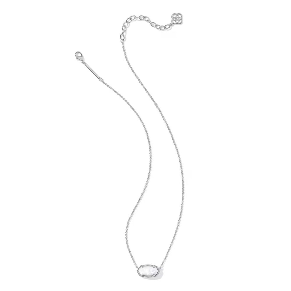 NWT Kendra Scott Elisa Ivory Mother-of-Pearl Silver Pendant Necklace - Picture 2 of 16